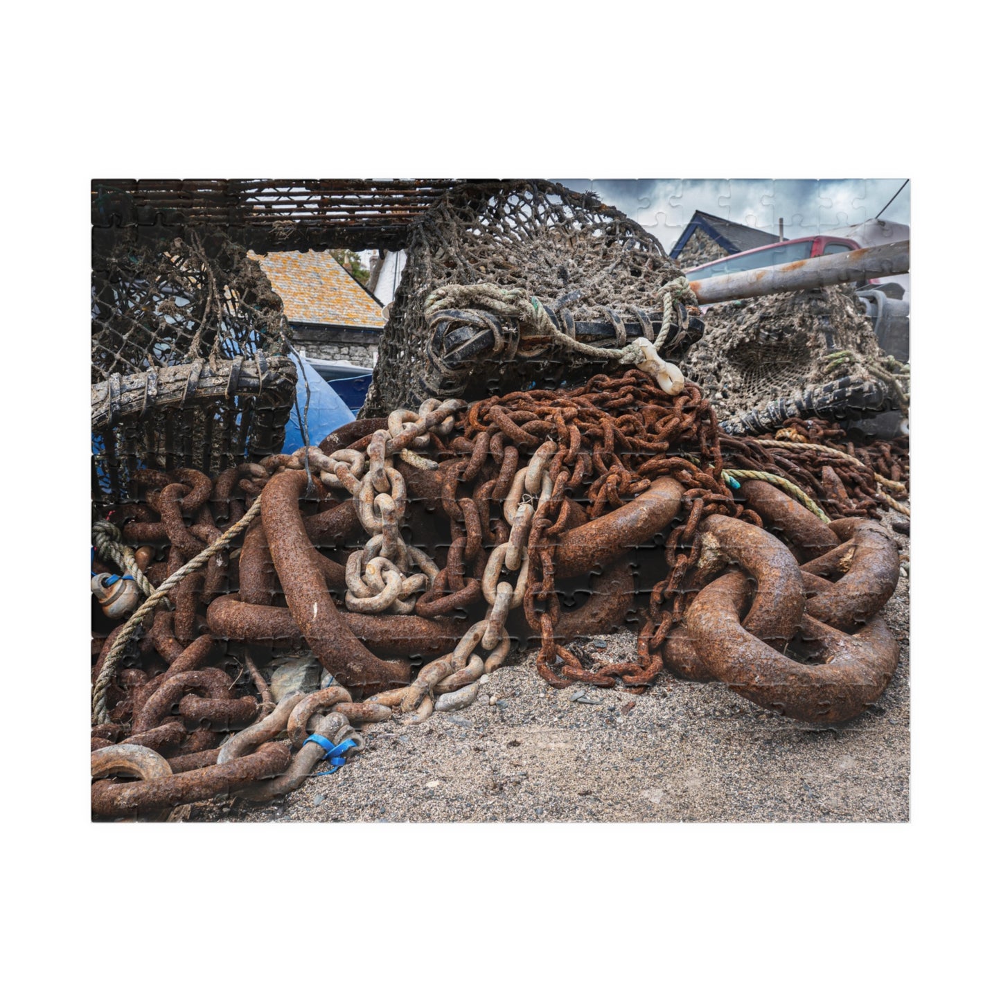 Cadgwith Lobster Traps Beach Puzzle 110–1014 Piece | Cornwall Coastal Scene