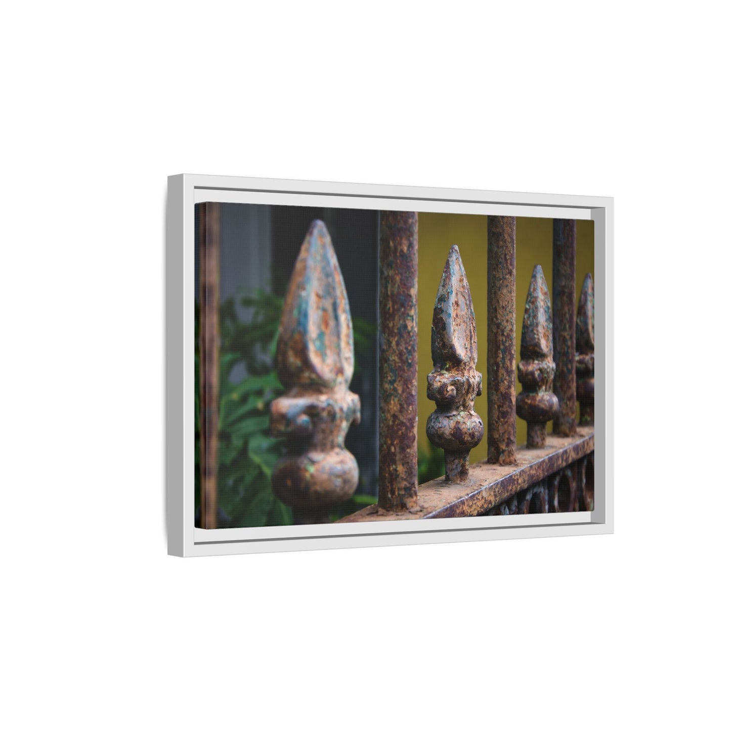 New Orleans Wrought Iron Matte Canvas Framed Wall Art — Rusted Iron Finials