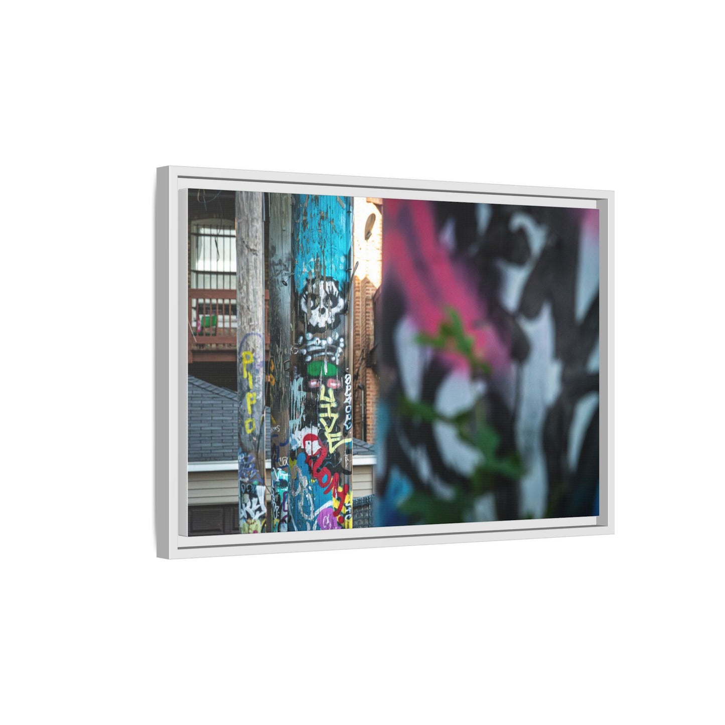 Logan Square Graffiti Matte Canvas Framed — Chicago Street Art Wall Decor