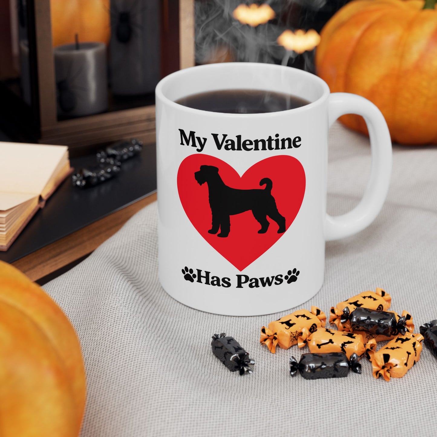 My Valentine Has Paws Airedale Terrier Valentine’s Day Mug (11oz, 15oz)