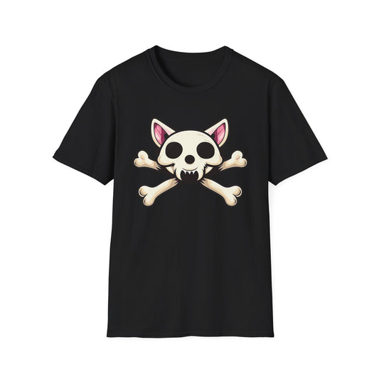 Cat Skull & Crossbones Pirate Cat T-Shirt - Cute Gothic Jolly Roger Tee