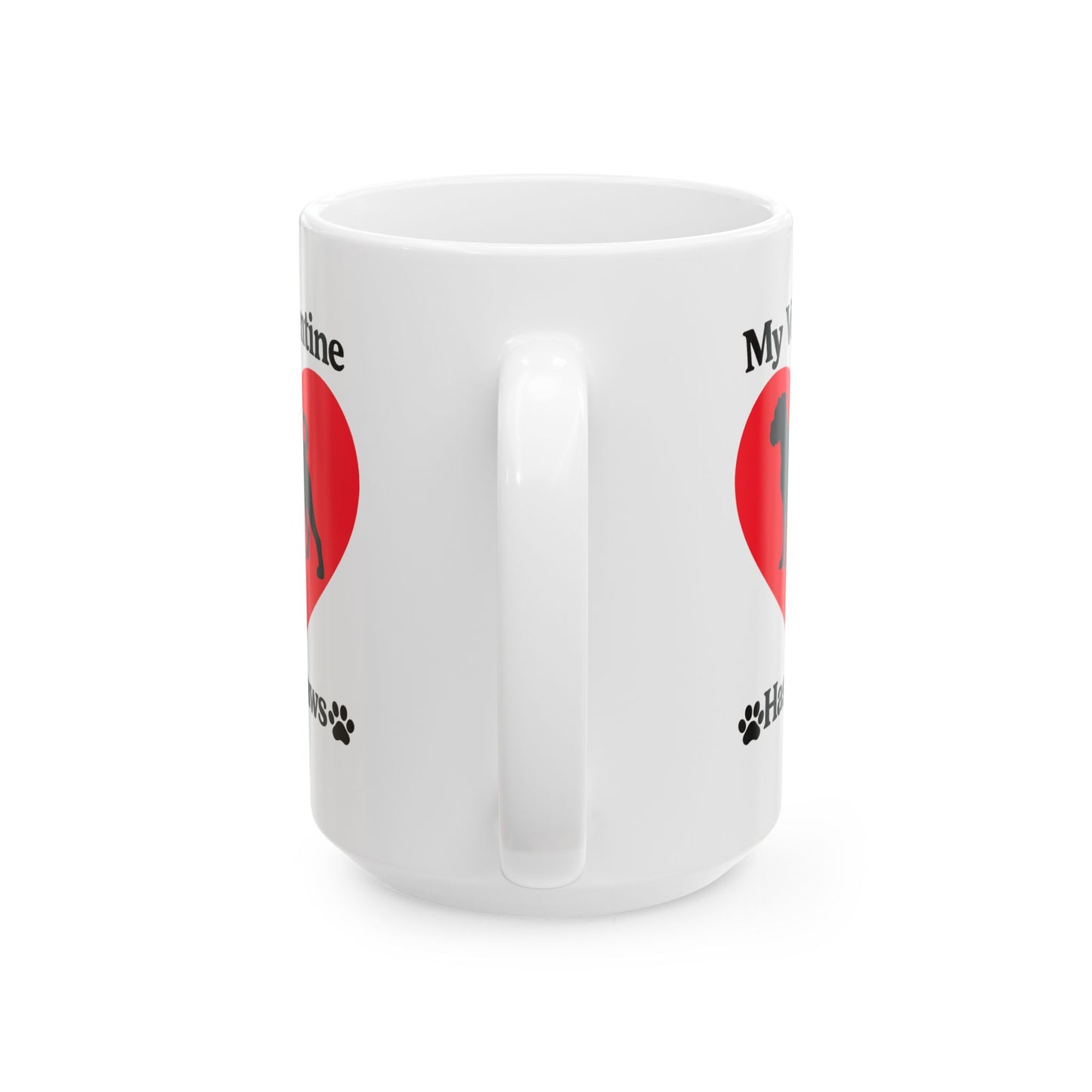 Dog Mom Coffee Mug — "My Valentine" Heart Paw Design (11oz & 15oz)