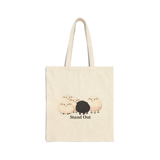 Cute Black Sheep "Stand Out Tote Bag" Canvas Grocery & Market Tote
