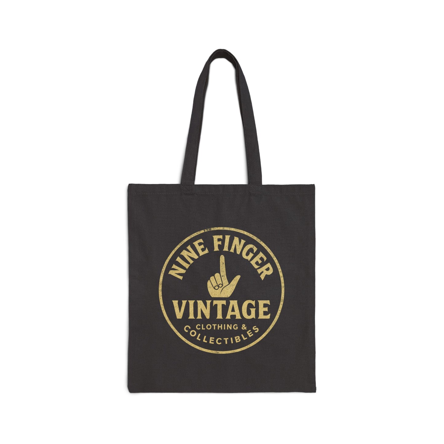 Vintage 'Nine Finger' Logo Tote Bag — Retro Canvas Market Bag