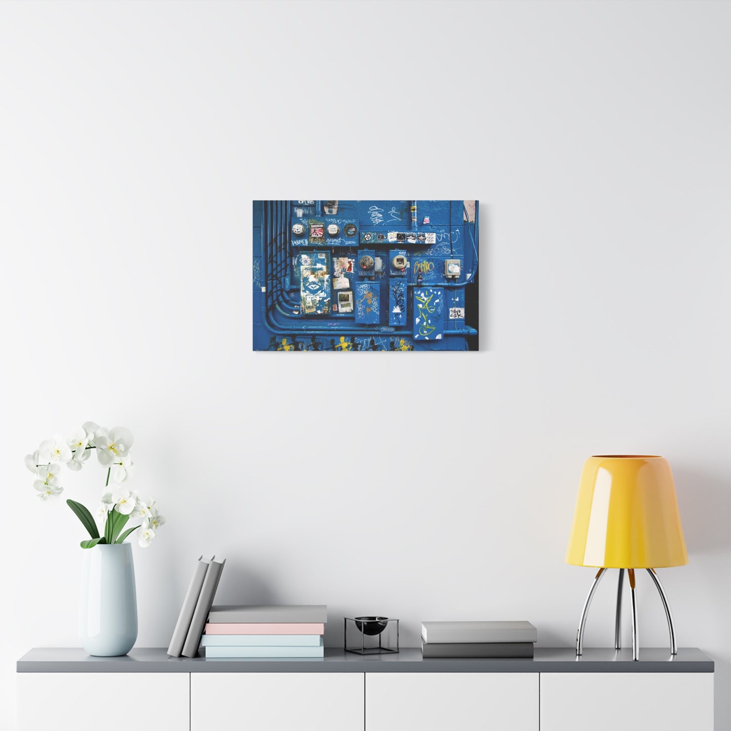 Blue Urban Graffiti Canvas Print — Matte Stretched Wall Art