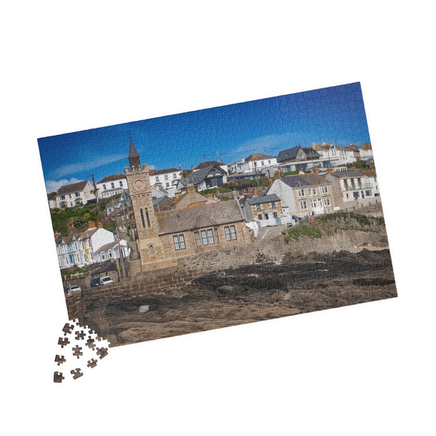 Porthleven Pier Church Puzzle — 520/1014/252/110-Piece Cornwall Jigsaw