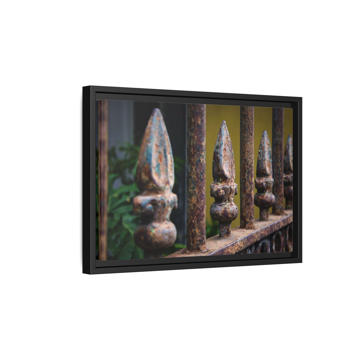 New Orleans Wrought Iron Matte Canvas Framed Wall Art — Rusted Iron Finials