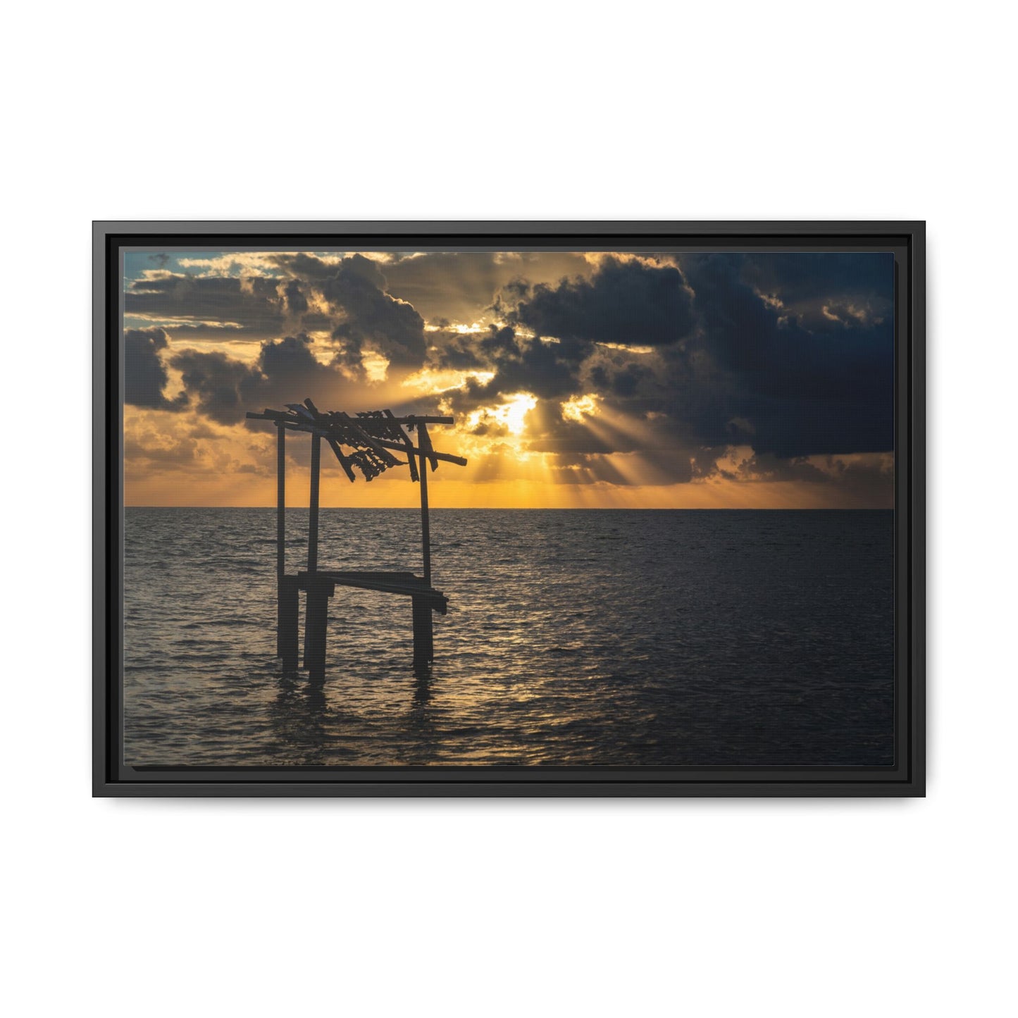 Caye Caulker Sunrise Canvas Print — Framed Matte Ocean Wall Art