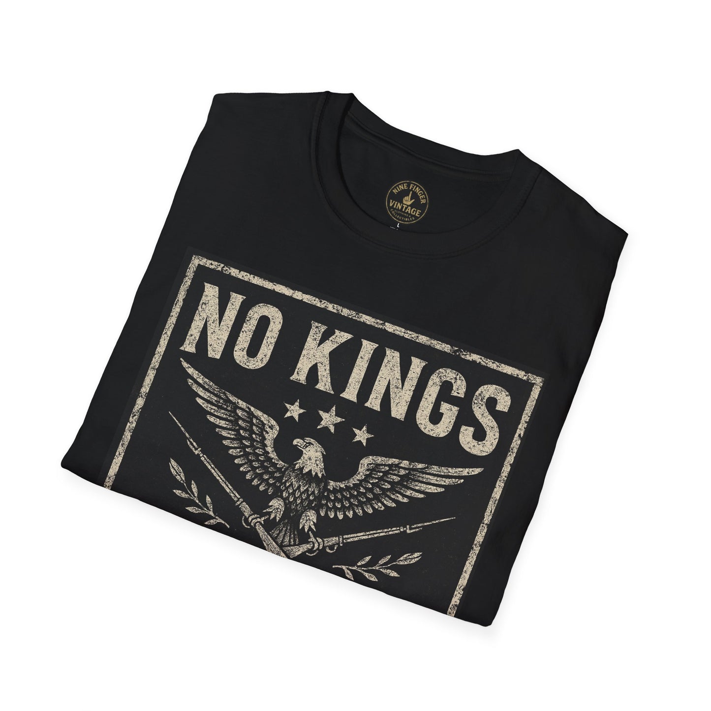 No Kings Since 1776 Vintage Patriot T-Shirt BLACK ONLY