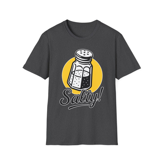 Salty! Salt Shaker Retro Graphic T-Shirt — Funny slang Joke Tee