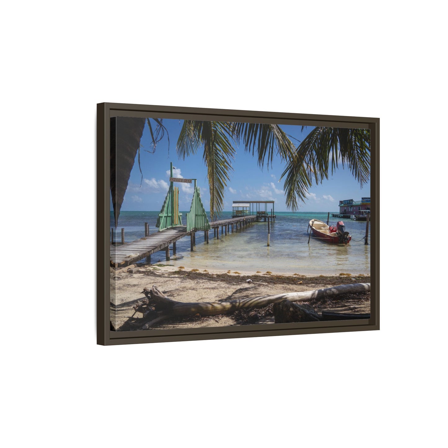 Caye Caulker Beach Canvas Print — Framed Matte Wall Art