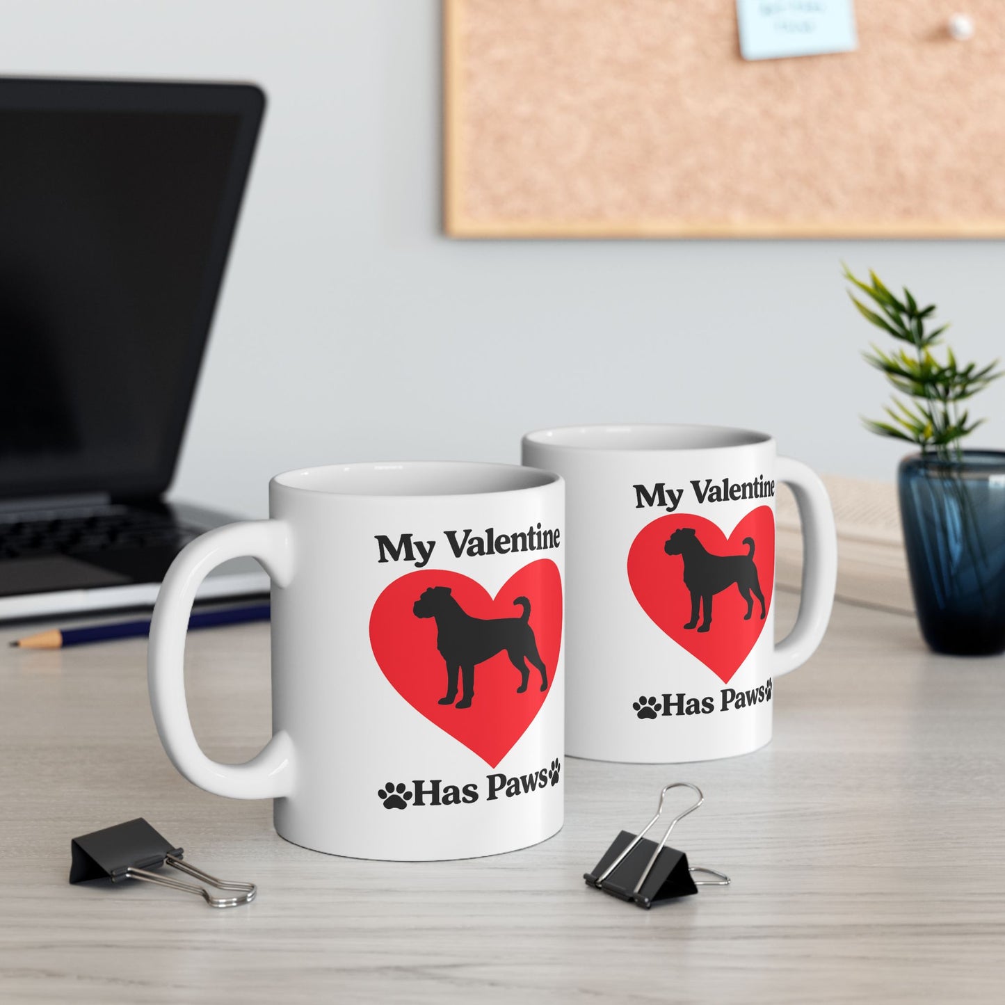 Dog Mom Coffee Mug — "My Valentine" Heart Paw Design (11oz & 15oz)