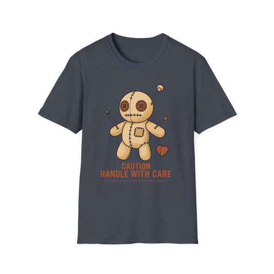 Voodoo Doll T-Shirt - "Caution: Handle With Care" Cute Spooky Graphic