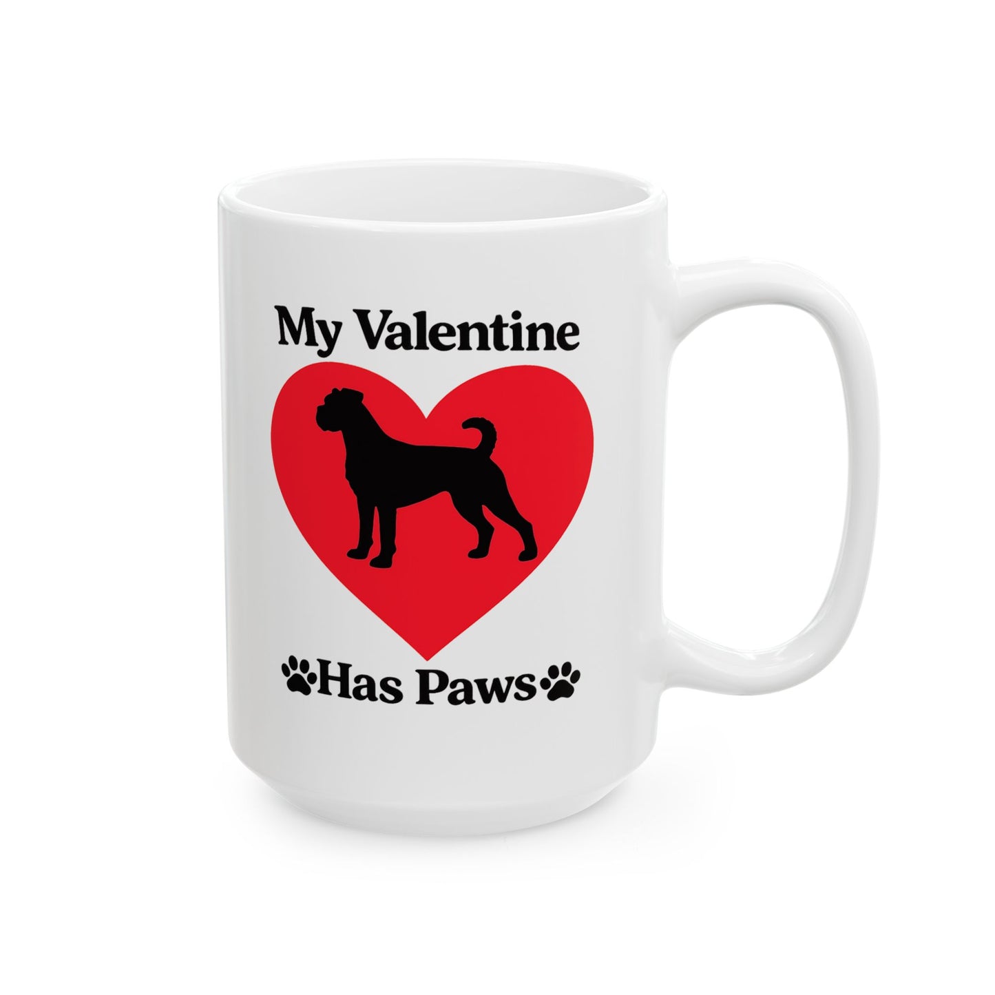 Dog Mom Coffee Mug — "My Valentine" Heart Paw Design (11oz & 15oz)