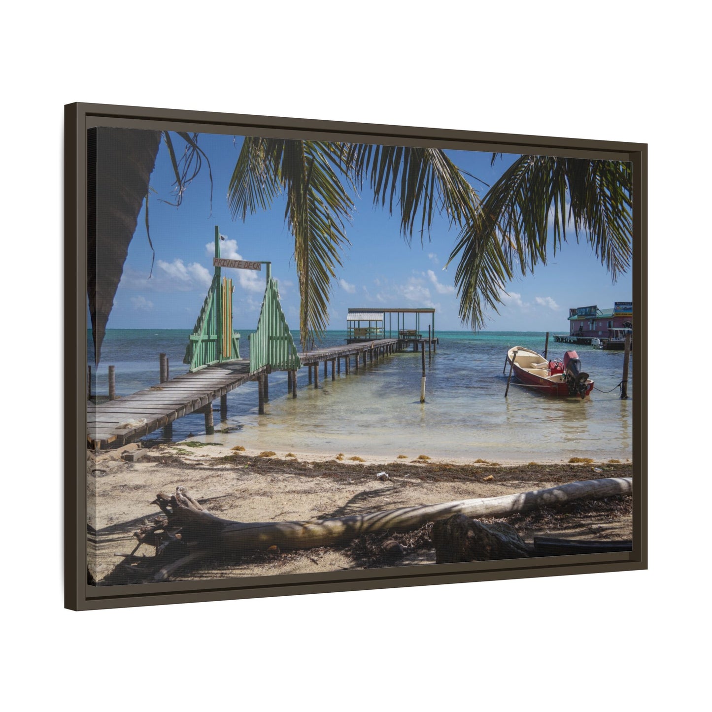 Caye Caulker Beach Canvas Print — Framed Matte Wall Art