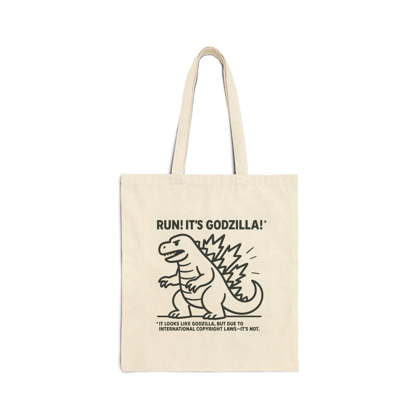 Run! It's Godzilla tote bag | Cartoon dinosaur graphic tote