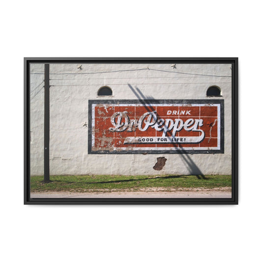 Vintage Dr Pepper Pilot Point Texas Matte Canvas Wall Art (Framed)