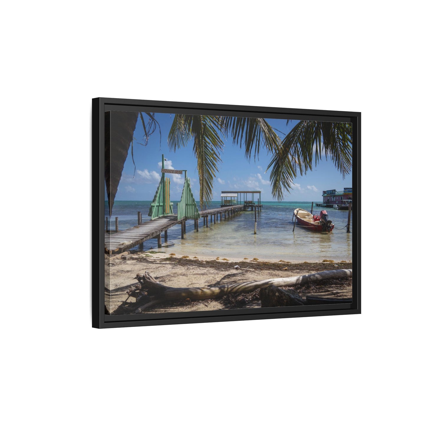 Caye Caulker Beach Canvas Print — Framed Matte Wall Art