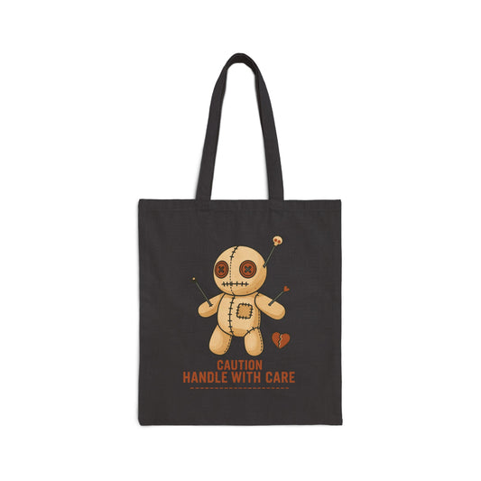 Voodoo Doll Cotton Canvas Tote Bag - Colorful Gothic Vibe