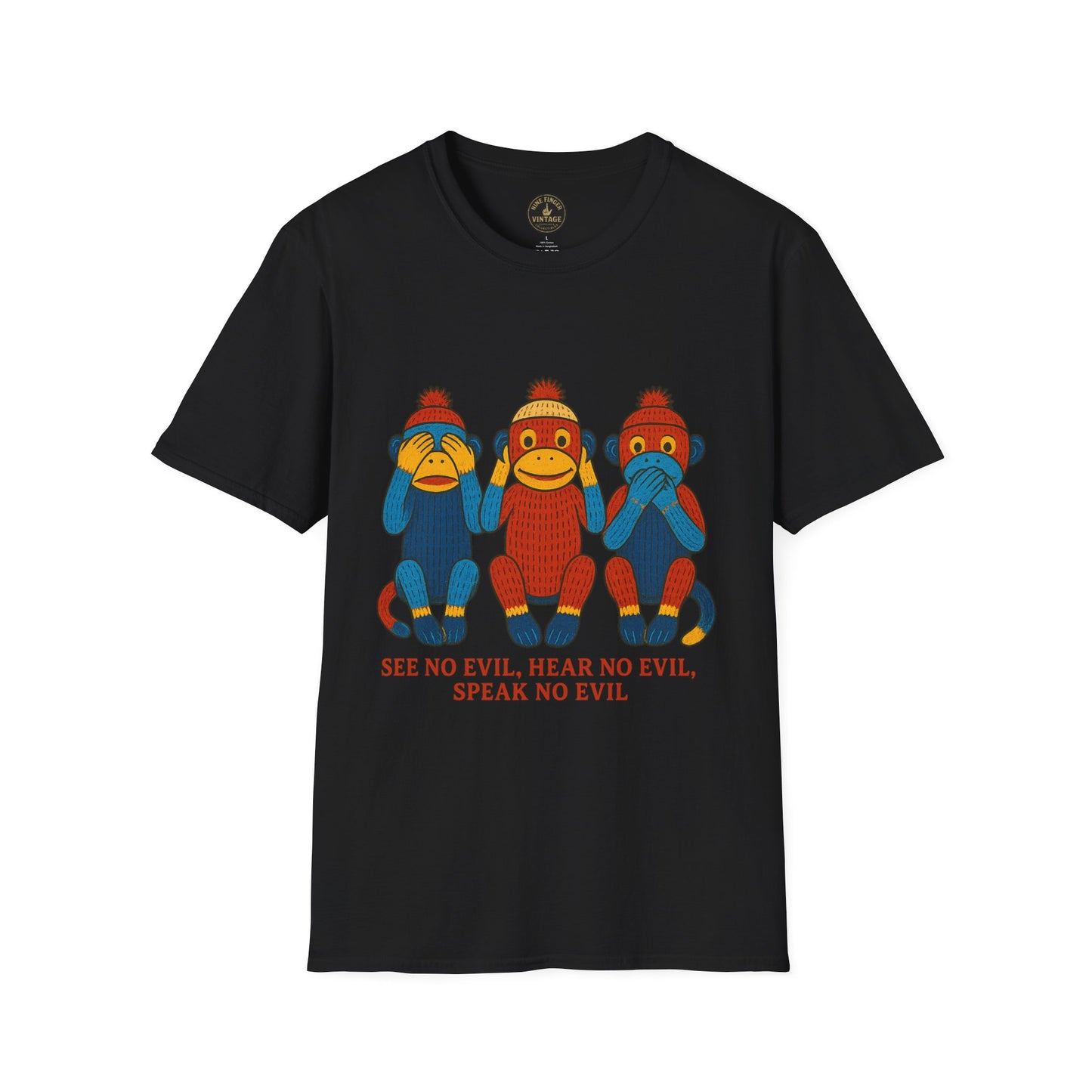 See No Evil Hear No Evil Speak No Evil T-Shirt | Sock Monkey Trio