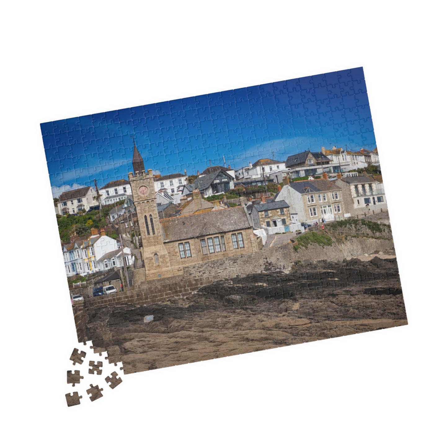 Porthleven Pier Church Puzzle — 520/1014/252/110-Piece Cornwall Jigsaw