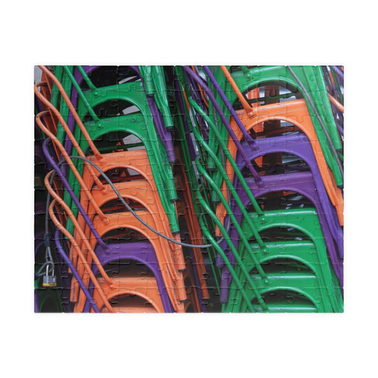 Colorful Stacked Chairs Jigsaw Puzzle — Vibrant Abstract Photo Puzzle (110–1014 pcs)