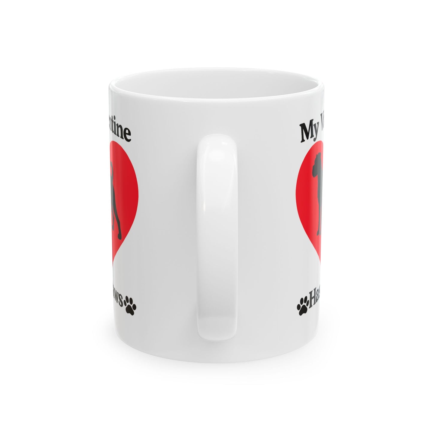 Dog Mom Coffee Mug — "My Valentine" Heart Paw Design (11oz & 15oz)