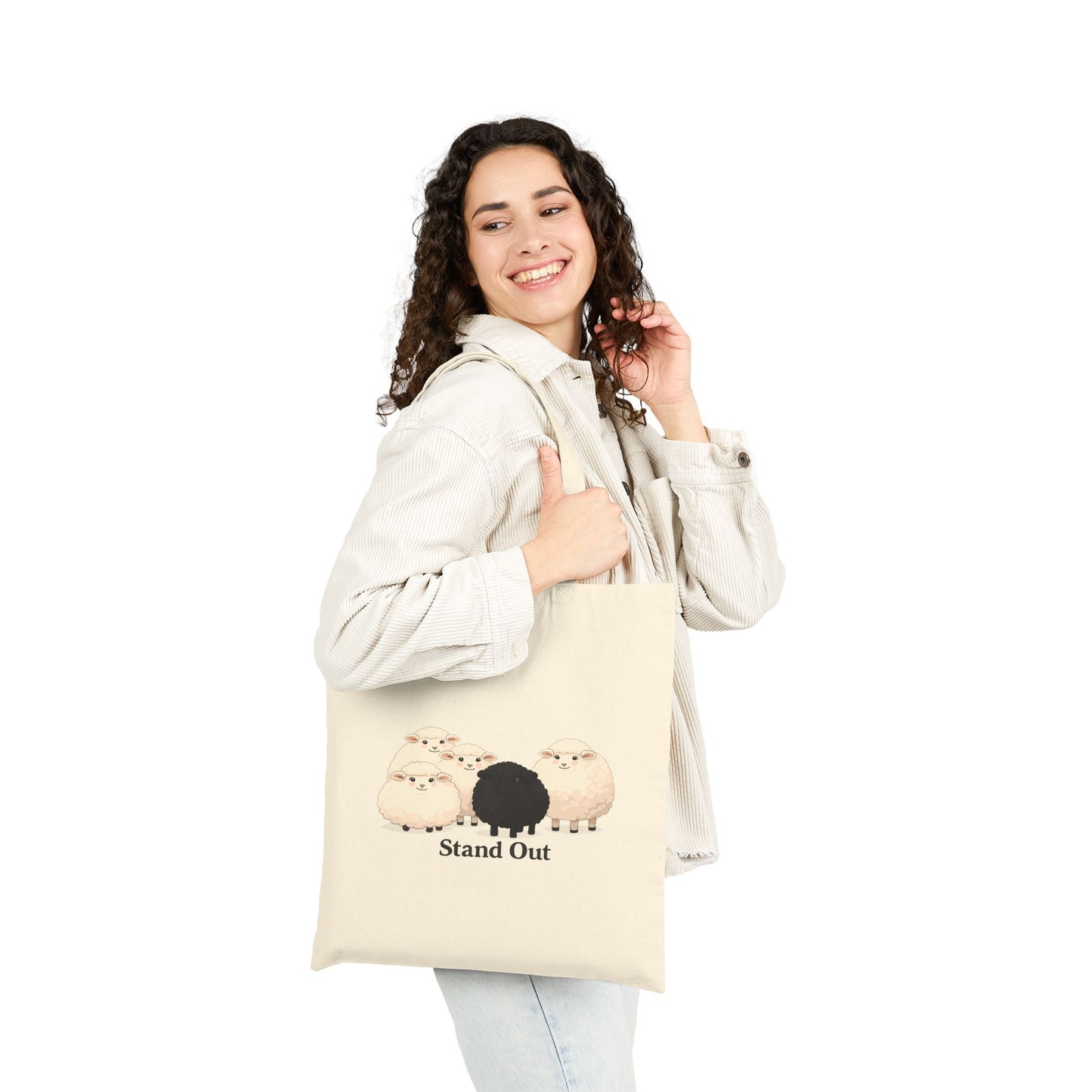 Cute Black Sheep "Stand Out Tote Bag" Canvas Grocery & Market Tote