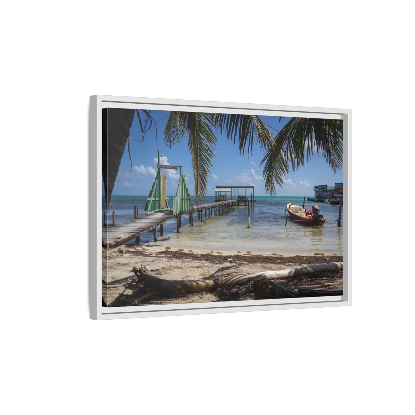 Caye Caulker Beach Canvas Print — Framed Matte Wall Art