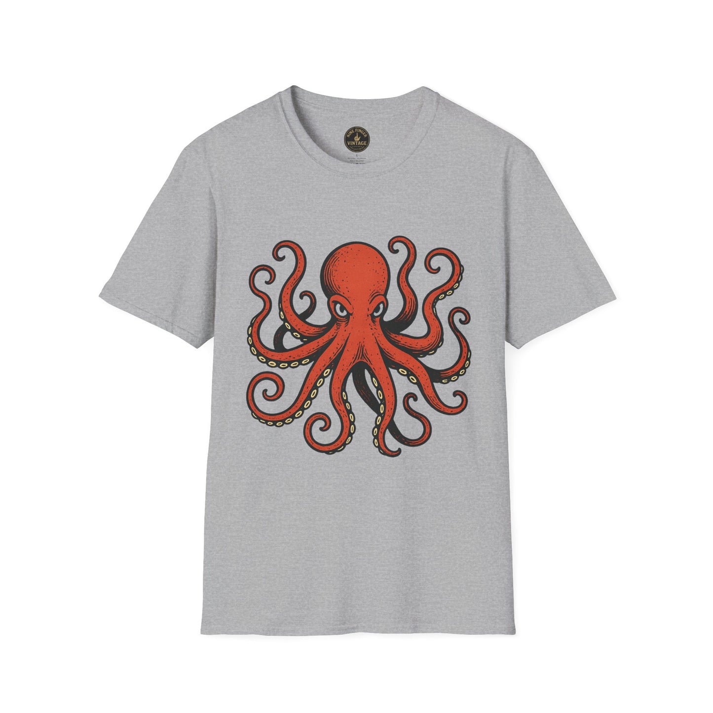 Red Octopus Illustration T-Shirt | Nautical Sea Creature Tee