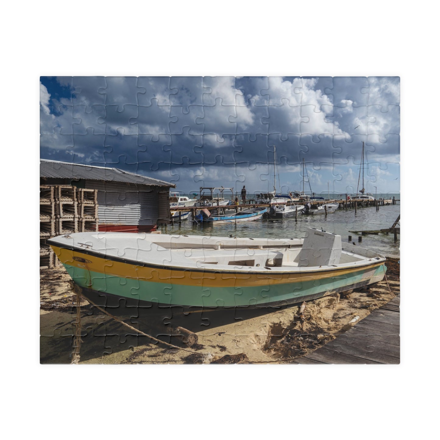 Caye Caulker Fishing Boat Puzzle — 520-Piece Scenic Belize Jigsaw