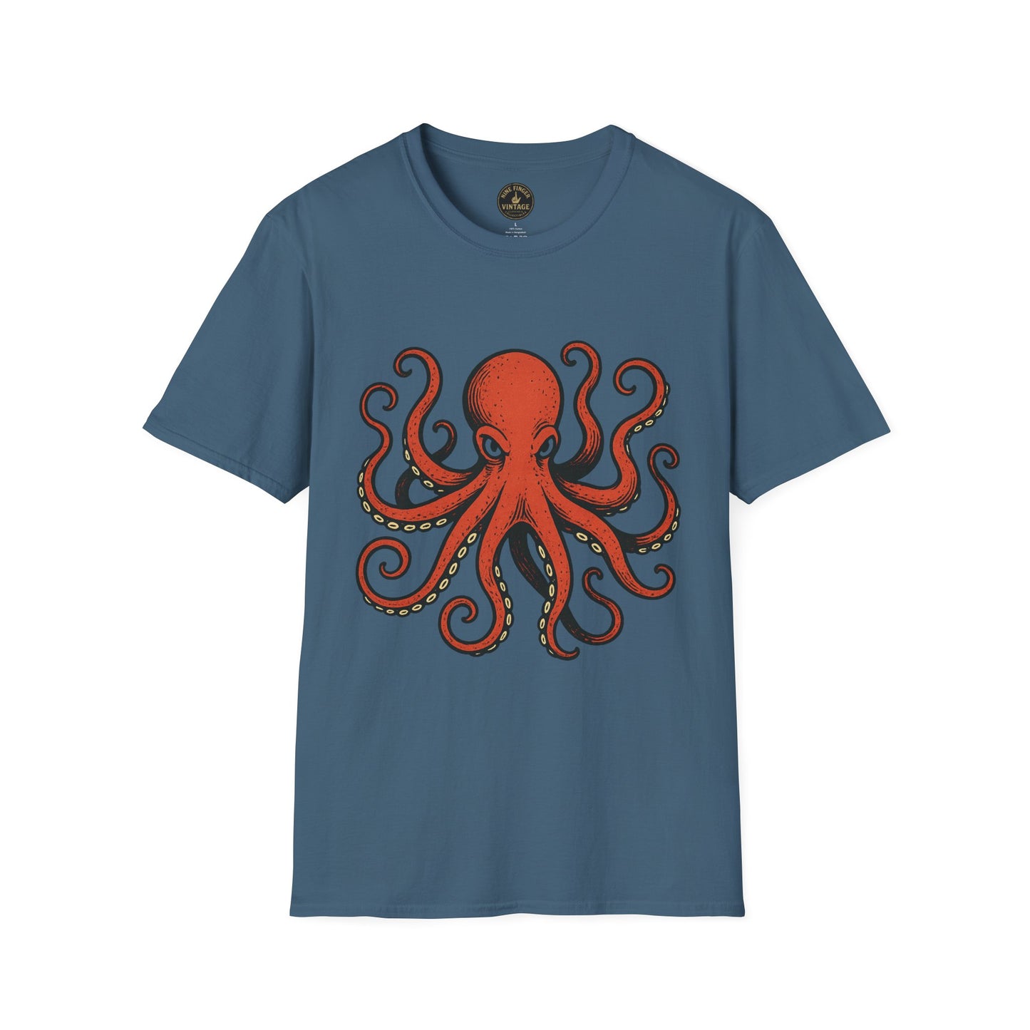 Red Octopus Illustration T-Shirt | Nautical Sea Creature Tee