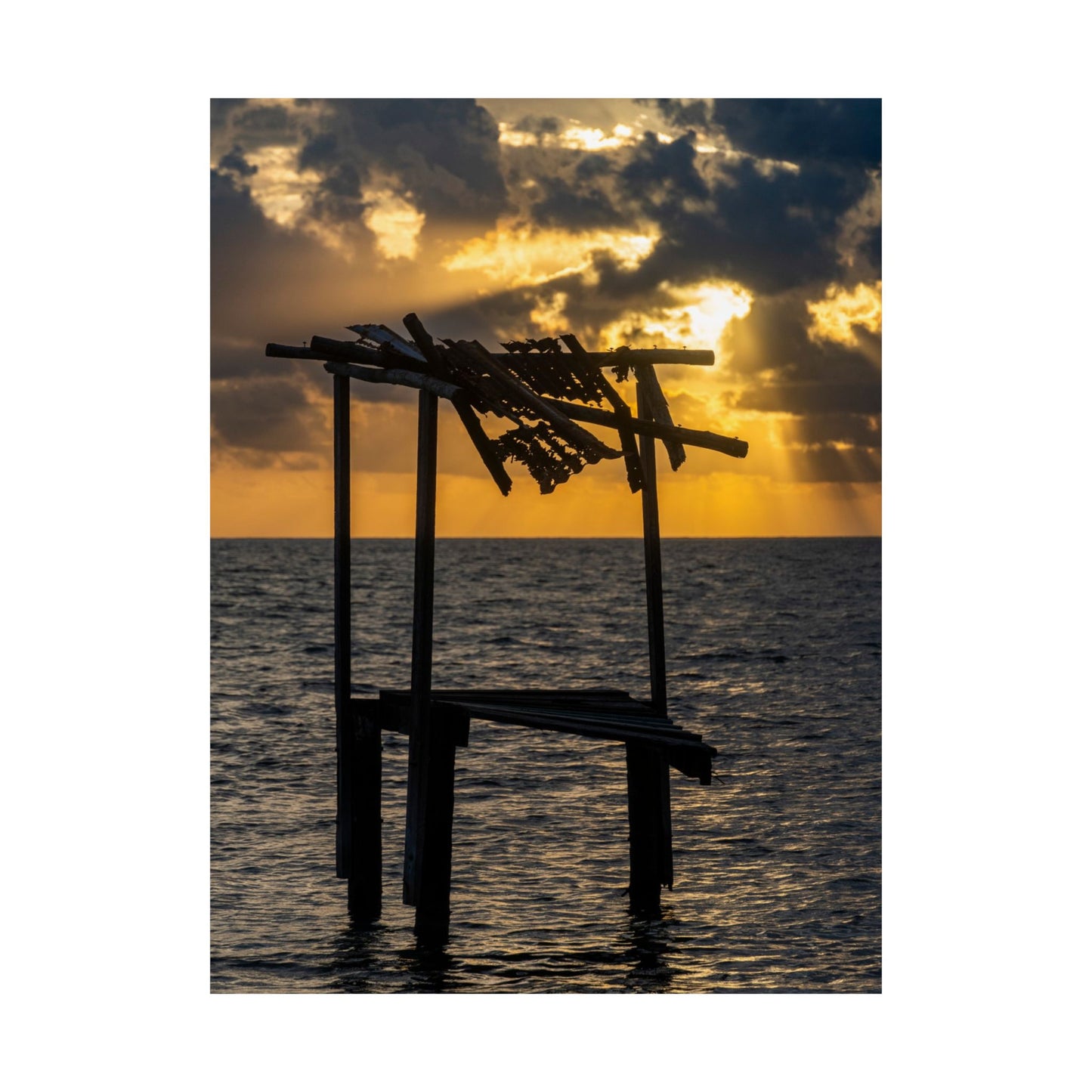 Sunset Pier Silhouette Poster | Matte Vertical Wall Art