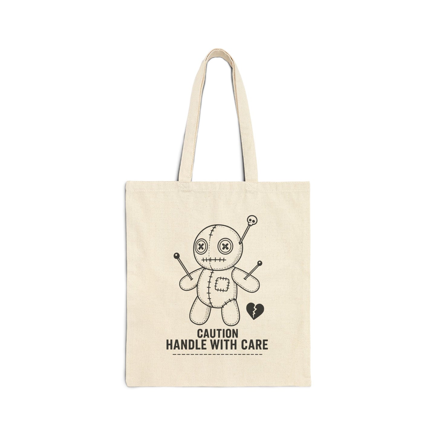 Voodoo Doll Cotton Canvas Tote Bag - Black & White Gothic Shopper