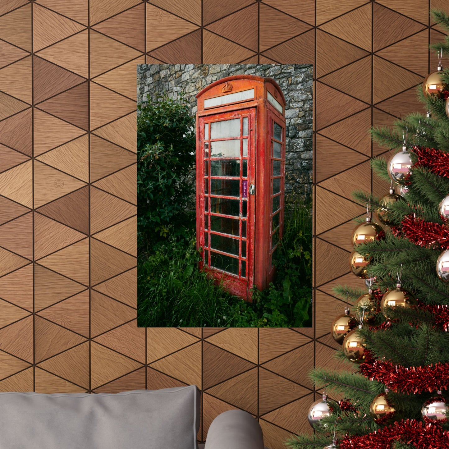 Red British Phone Booth Matte Poster | Vintage Telephone Box Wall Art