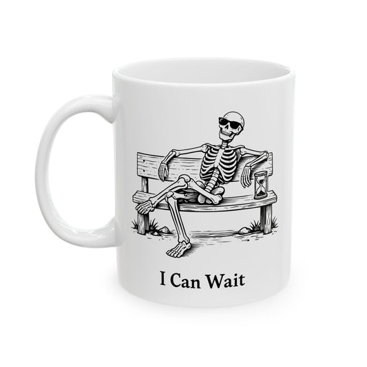 Vintage Farmer’s Bench Ceramic Mug — “I Only Work Here” Rustic Coffee Cup