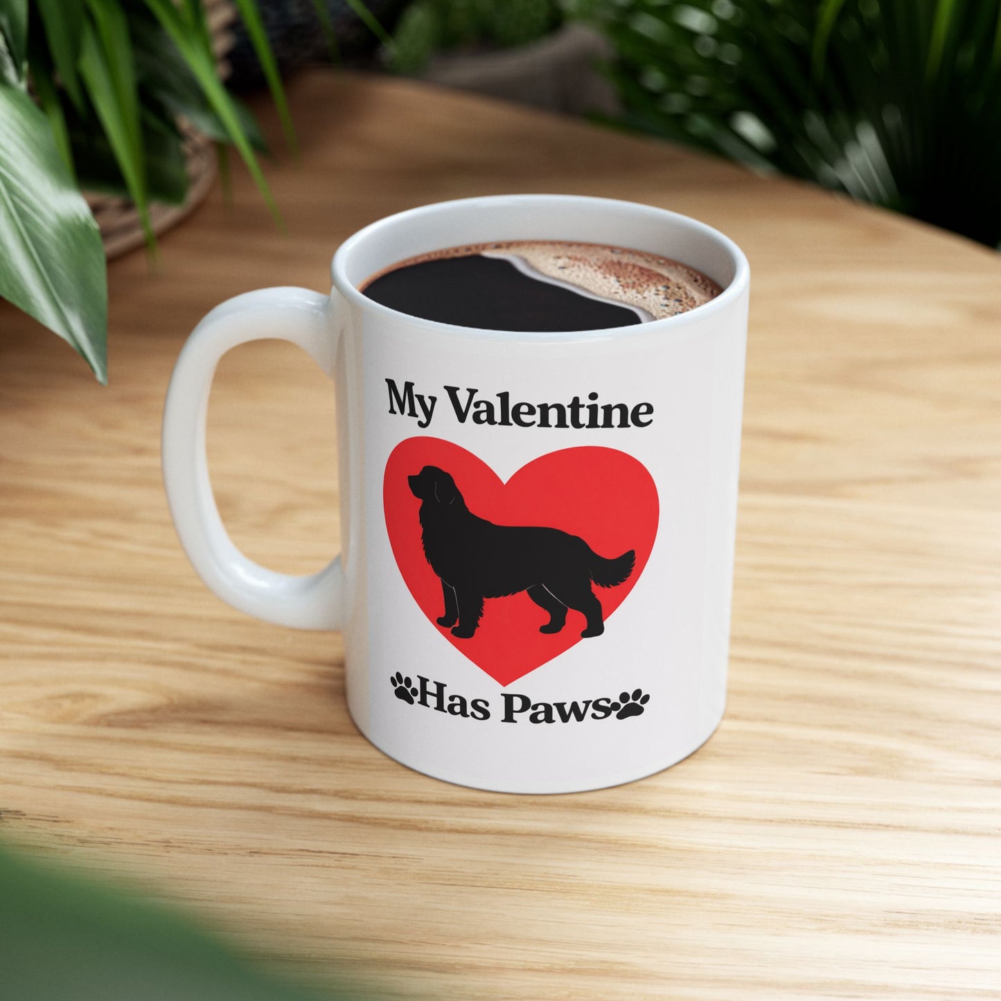 My Valentine Has Paws Bernese Mountain Dog St Valentine's Day dog Cute Pet Lover Coffee Cup (11oz/15oz)