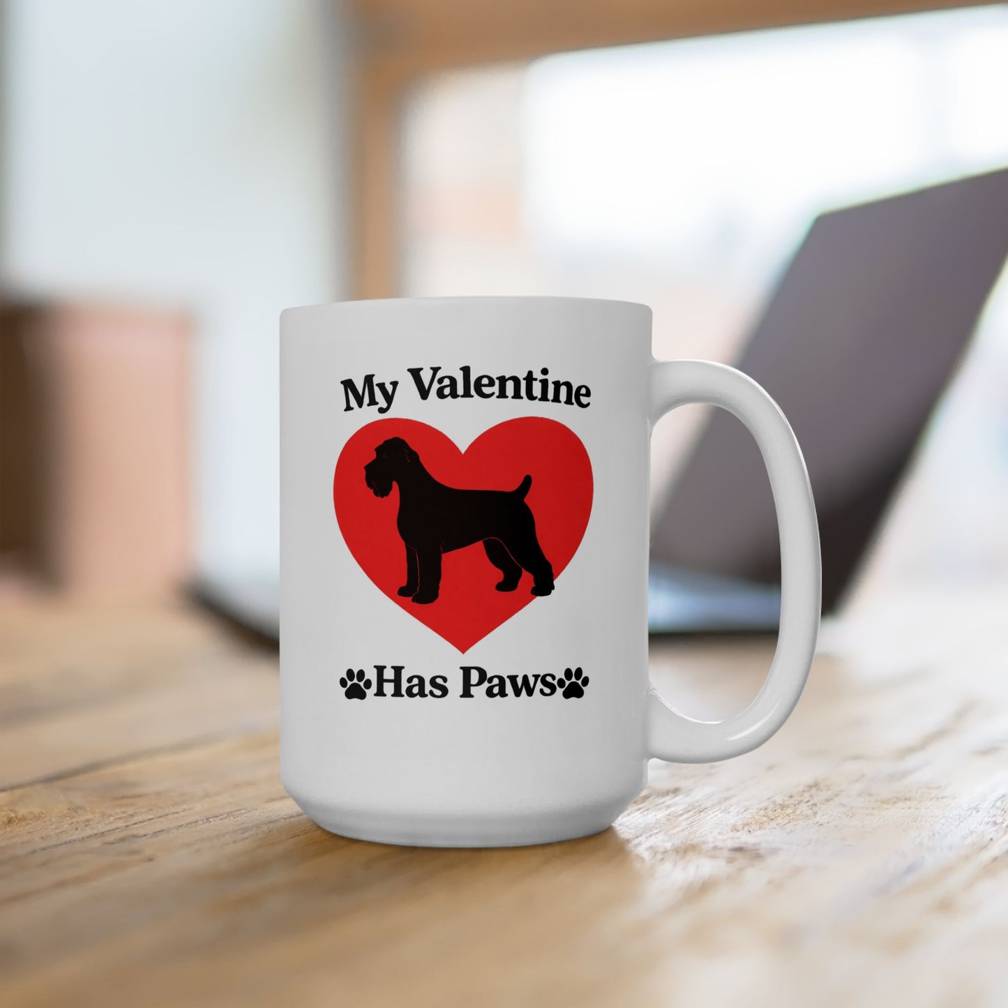 My Valentine Has Paws Schnauzer Valentine's Day Dog Ceramic Mug (11oz, 15oz)