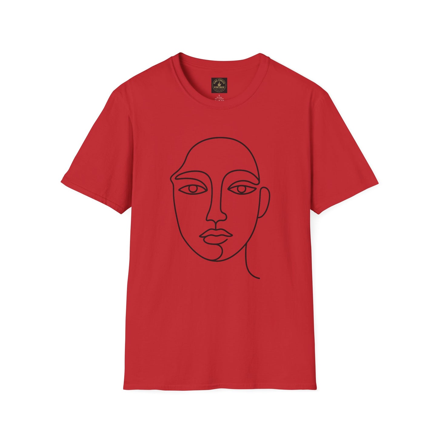Minimal Line Art Face T-Shirt — Modern Abstract Portrait Tee