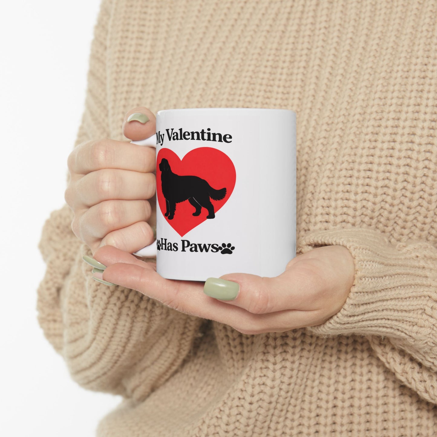 My Valentine Has Paws Bernese Mountain Dog St Valentine's Day dog Cute Pet Lover Coffee Cup (11oz/15oz)