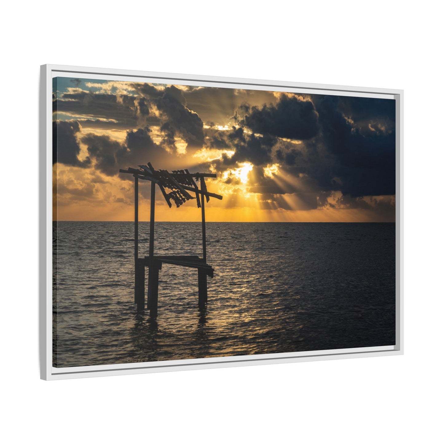 Caye Caulker Sunrise Canvas Print — Framed Matte Ocean Wall Art