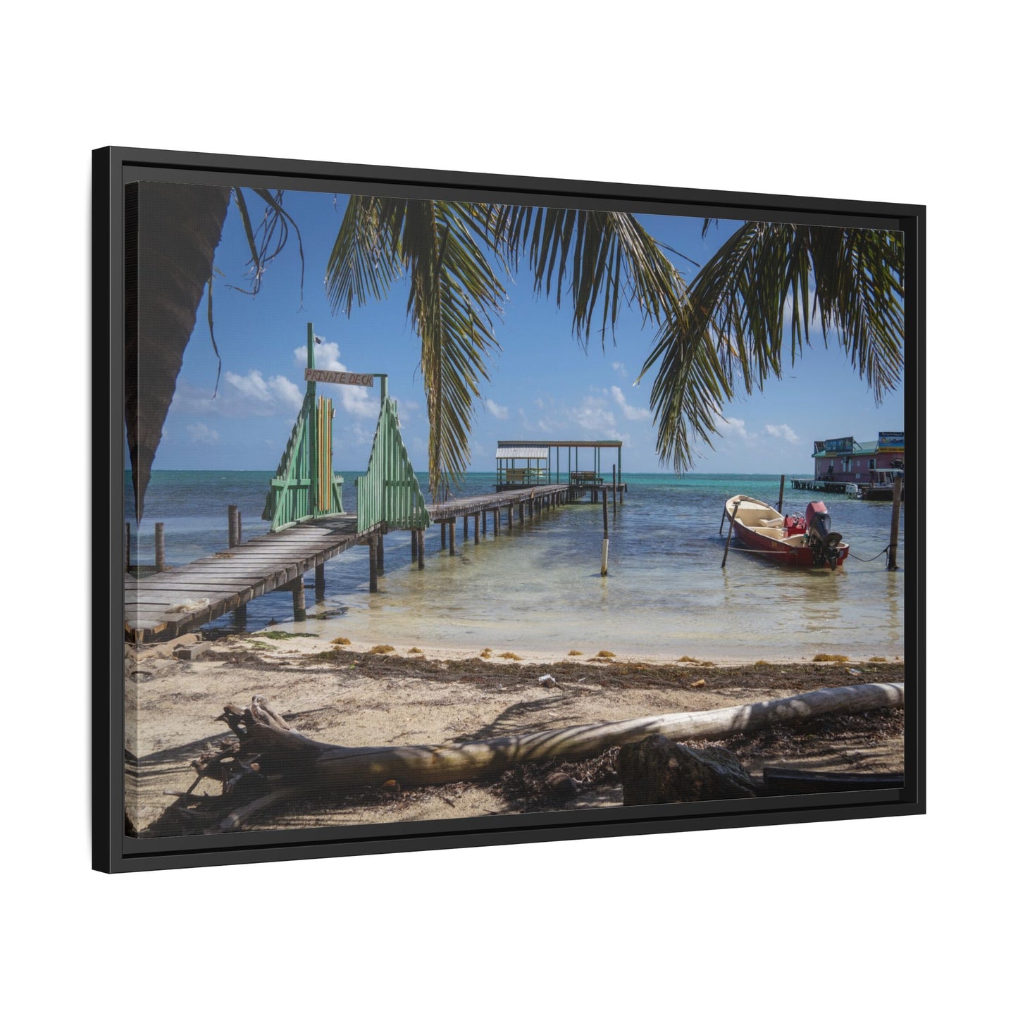 Caye Caulker Beach Canvas Print — Framed Matte Wall Art