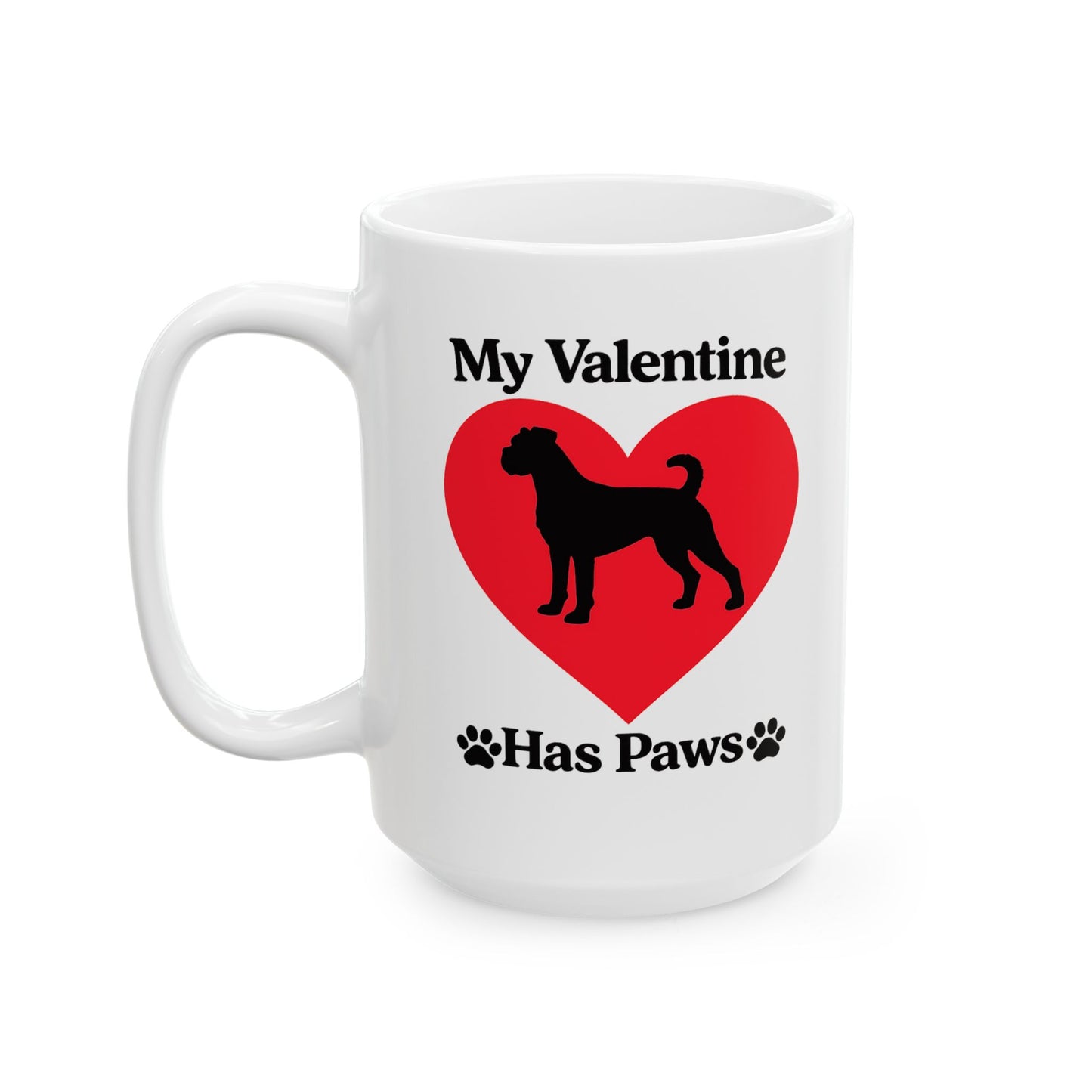 Dog Mom Coffee Mug — "My Valentine" Heart Paw Design (11oz & 15oz)