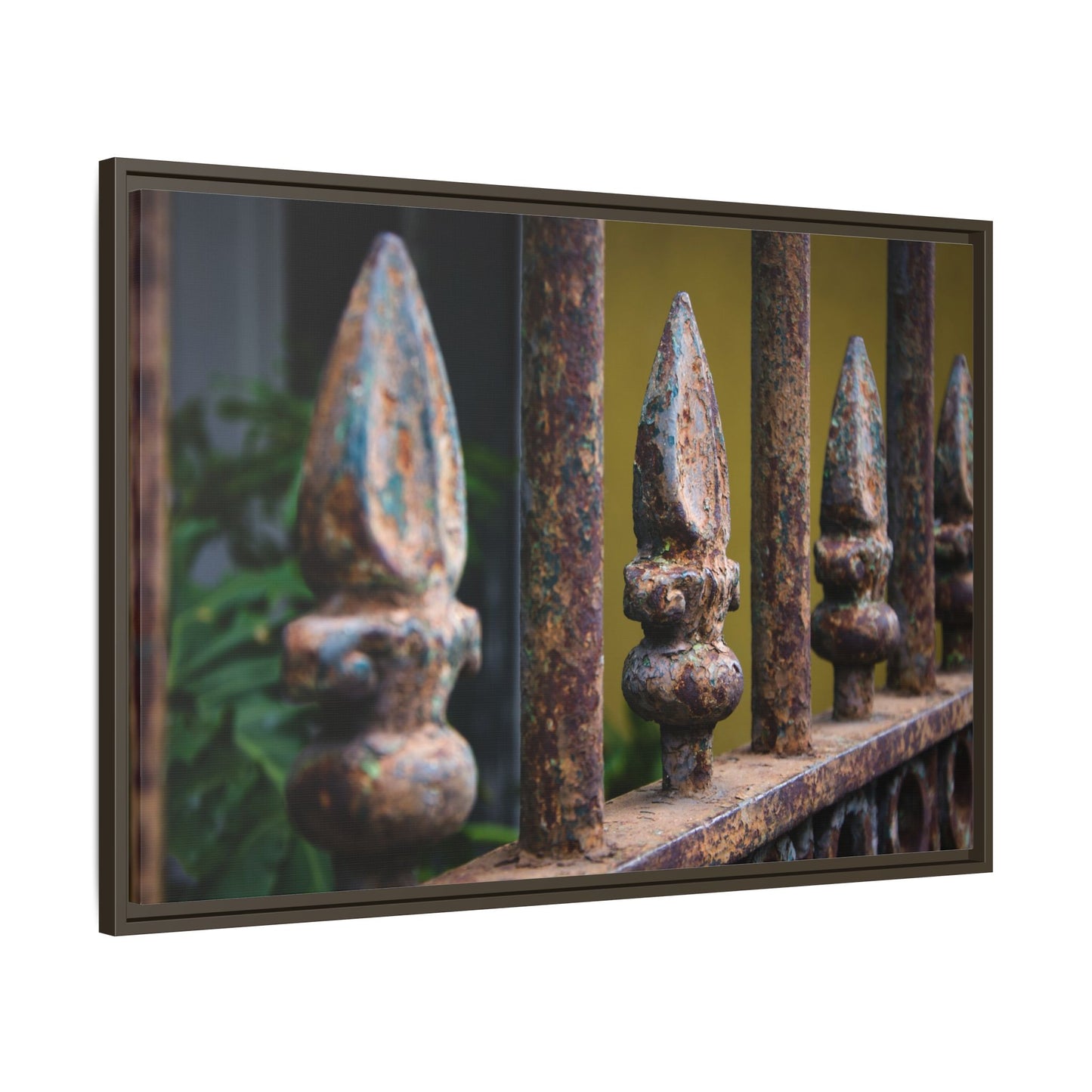 New Orleans Wrought Iron Matte Canvas Framed Wall Art — Rusted Iron Finials
