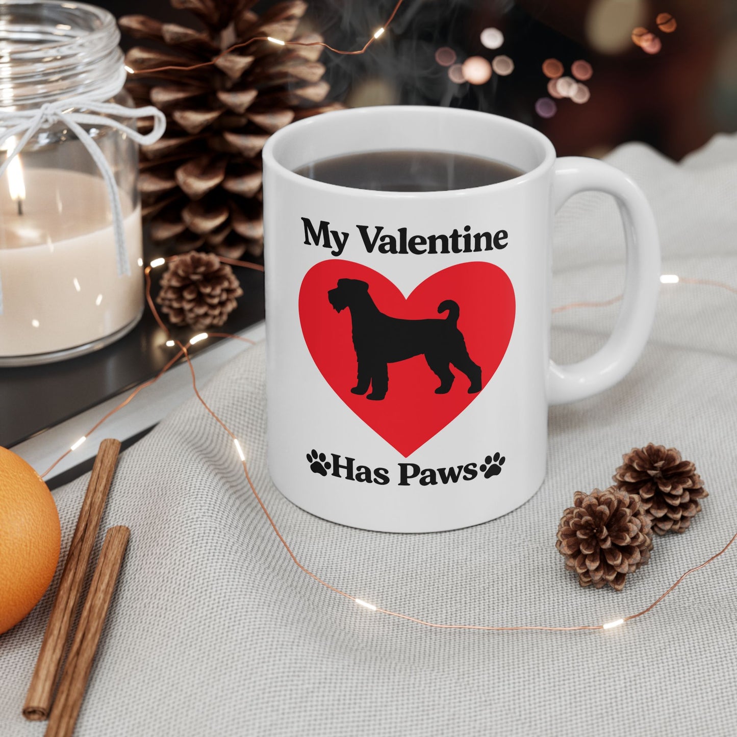 My Valentine Has Paws Airedale Terrier Valentine’s Day Mug (11oz, 15oz)