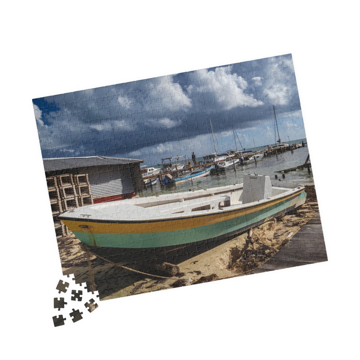 Caye Caulker Fishing Boat Puzzle — 520-Piece Scenic Belize Jigsaw