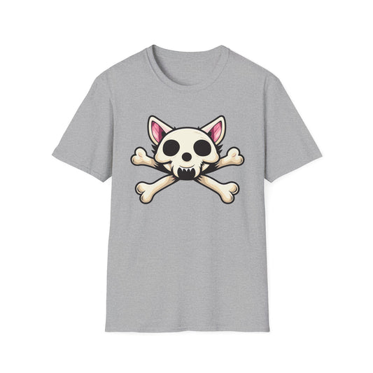 Cat Skull & Crossbones Pirate Cat T-Shirt - Cute Gothic Jolly Roger Tee