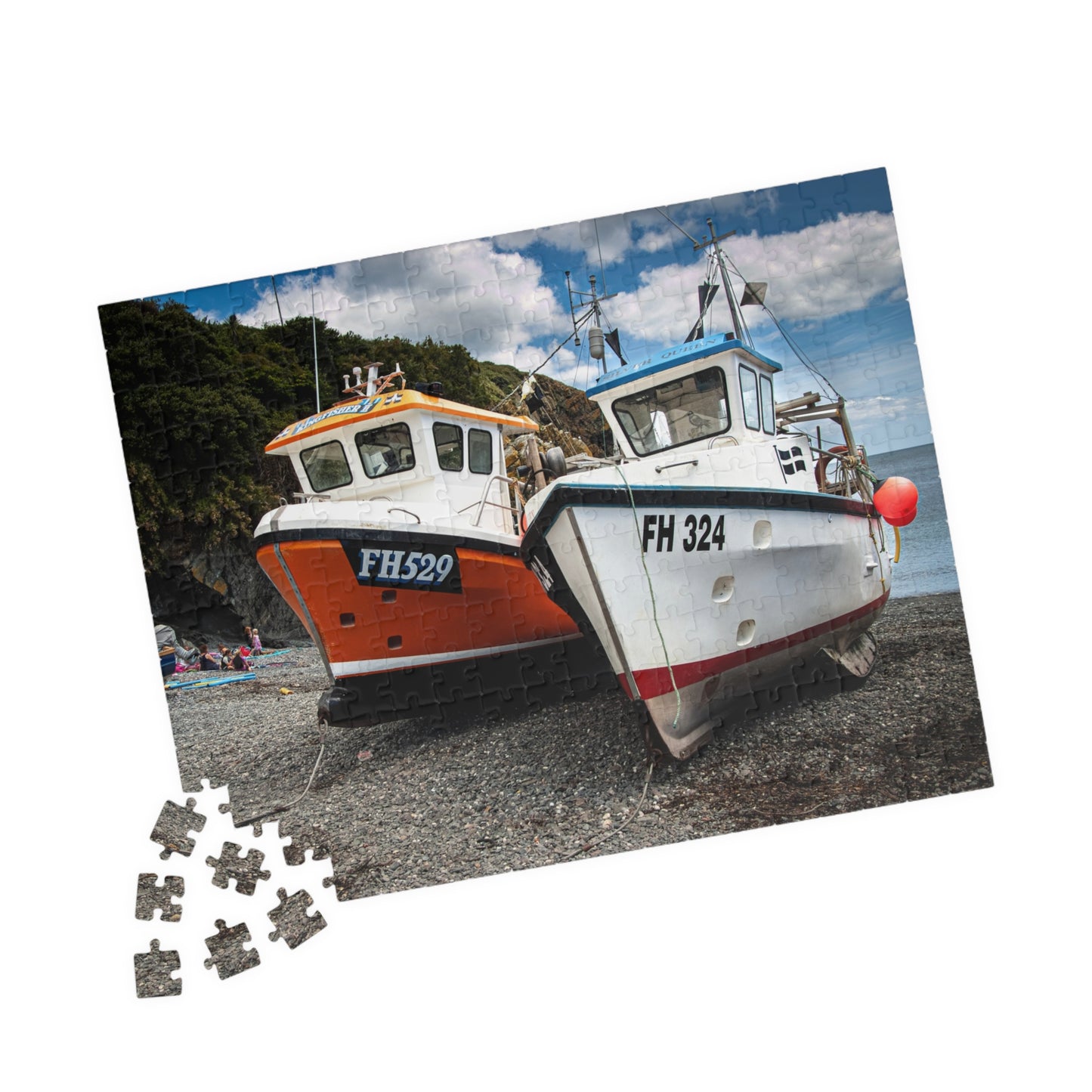 Coastal Fishing Boats Jigsaw Puzzle — Scenic Harbor Photo Puzzle (110/252/520/1014 pcs)